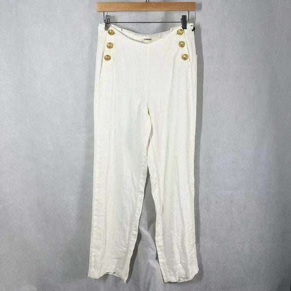 L’AGENCE Dee High Rise Sailor Linen Pants Bone color Size 25 - Picture 2 of 12